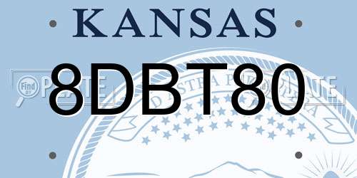 8DBT80 Kansas License Plate