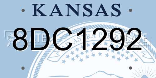 8DC1292 Kansas License Plate