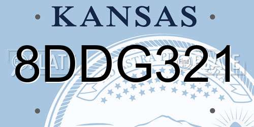 8DDG321 Kansas License Plate