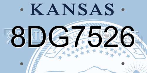 8DG7526 Kansas License Plate