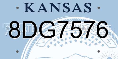 8DG7576 Kansas License Plate
