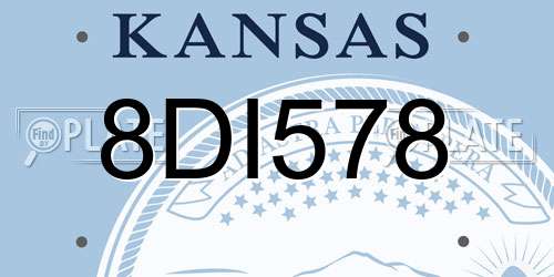 8DI578 Kansas License Plate