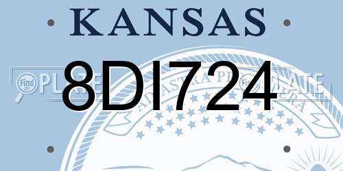 8DI724 Kansas License Plate