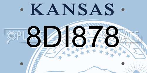 8DI878 Kansas License Plate