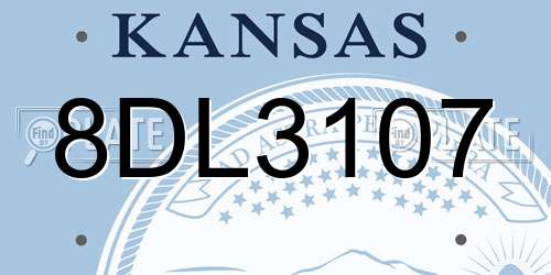 8DL3107 Kansas License Plate