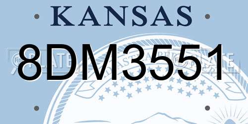8DM3551 Kansas License Plate