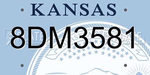 8DM3581 Kansas License Plate
