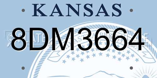 8DM3664 Kansas License Plate