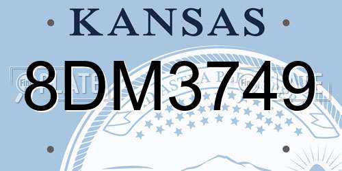 8DM3749 Kansas License Plate