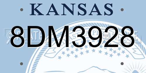 8DM3928 Kansas License Plate