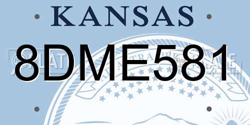 8DME581 Kansas License Plate