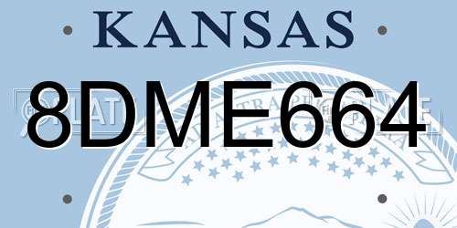 8DME664 Kansas License Plate