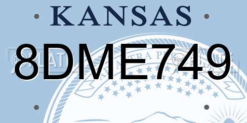 8DME749 Kansas License Plate