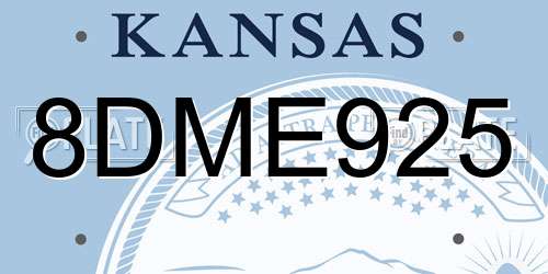 8DME925 Kansas License Plate
