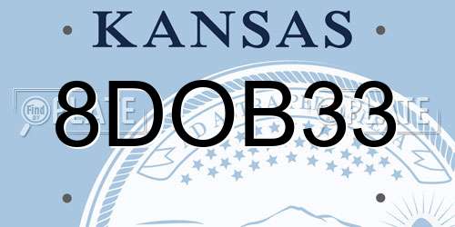 8DOB33 Kansas License Plate