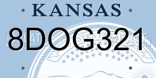 8DOG321 Kansas License Plate