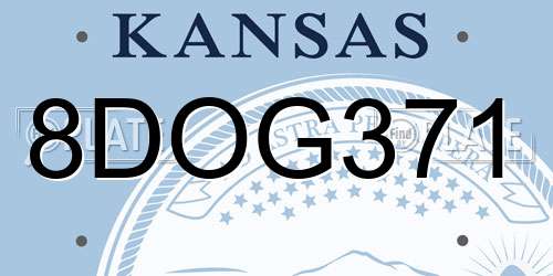 8DOG371 Kansas License Plate