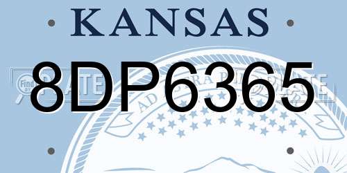 8DP6365 Kansas License Plate
