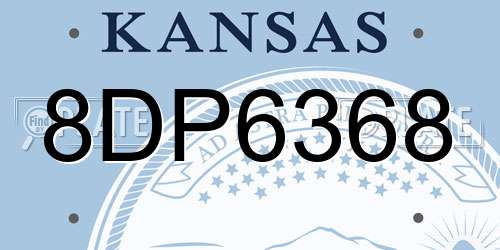 8DP6368 Kansas License Plate