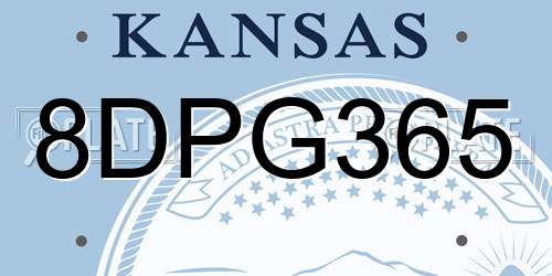 8DPG365 Kansas License Plate