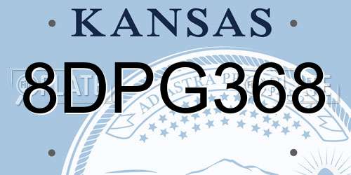 8DPG368 Kansas License Plate
