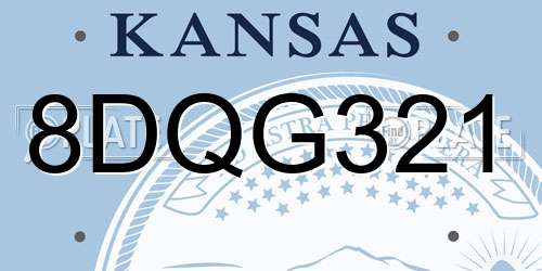 8DQG321 Kansas License Plate