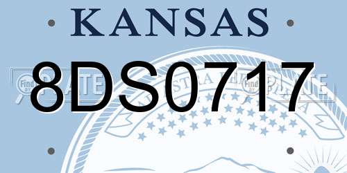 8DS0717 Kansas License Plate