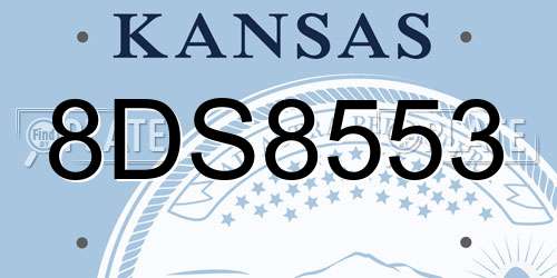8DS8553 Kansas License Plate
