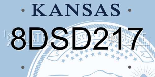 8DSD217 Kansas License Plate