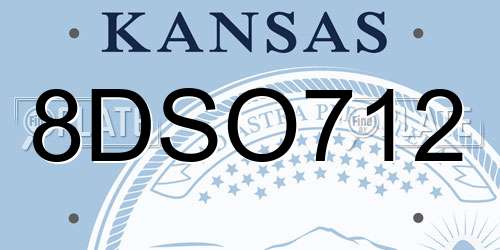 8DSO712 Kansas License Plate