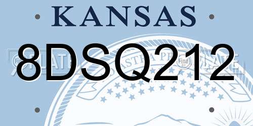 8DSQ212 Kansas License Plate