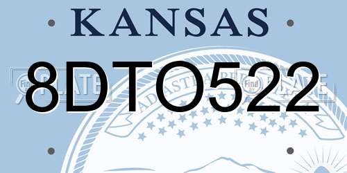 8DTO522 Kansas License Plate