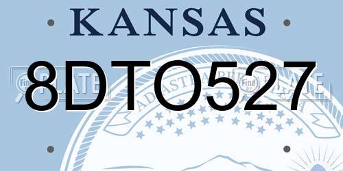 8DTO527 Kansas License Plate