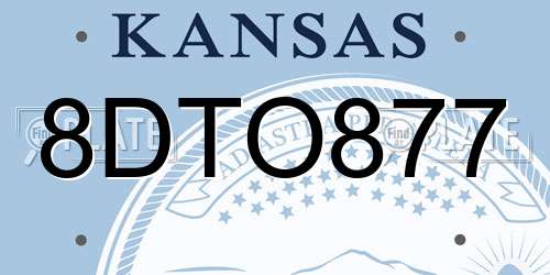 8DTO877 Kansas License Plate