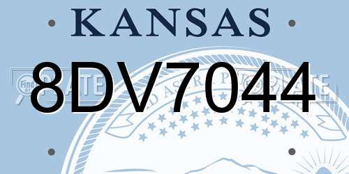 8DV7044 Kansas License Plate