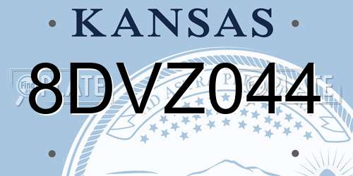 8DVZ044 Kansas License Plate
