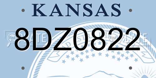 8DZ0822 Kansas License Plate