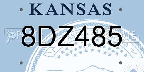8DZ485 Kansas License Plate