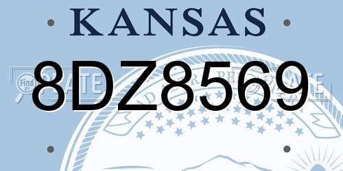 8DZ8569 Kansas License Plate