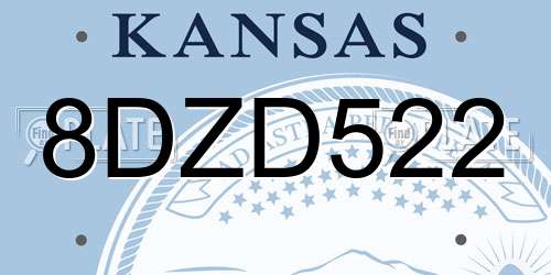 8DZD522 Kansas License Plate