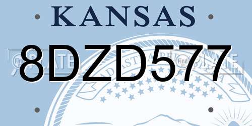 8DZD577 Kansas License Plate
