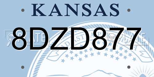 8DZD877 Kansas License Plate