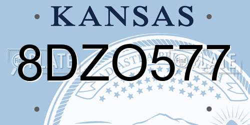 8DZO577 Kansas License Plate