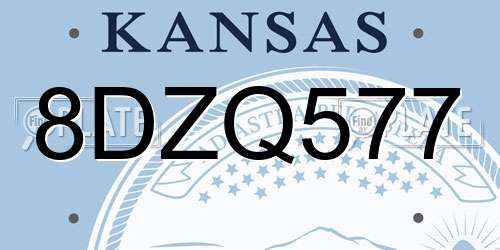 8DZQ577 Kansas License Plate