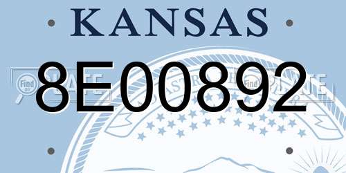8E00892 Kansas License Plate