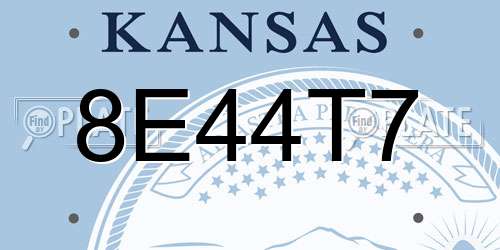8E44T7 Kansas License Plate