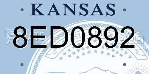 8ED0892 Kansas License Plate