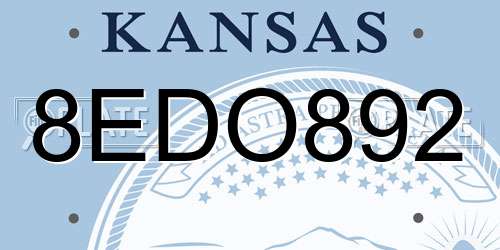 8EDO892 Kansas License Plate