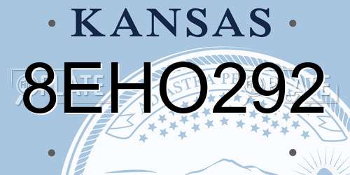 8EHO292 Kansas License Plate
