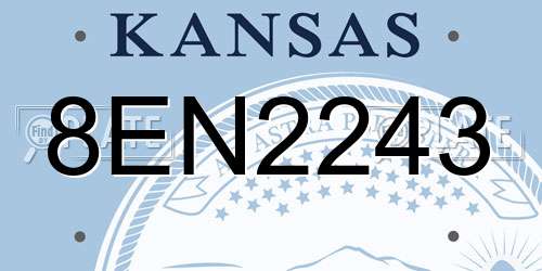 8EN2243 Kansas License Plate